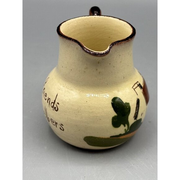 Vtg Ceramic Pitcher Creamer Torquay Many Friends Few Helpers" Made In England - Picture 3 of 7